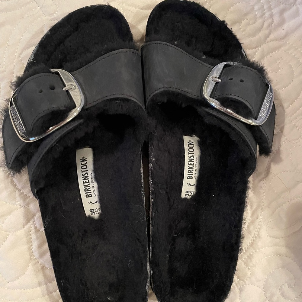 Birkenstock Madrid Big Buckle Shearling with oiled leather size 38 - like new